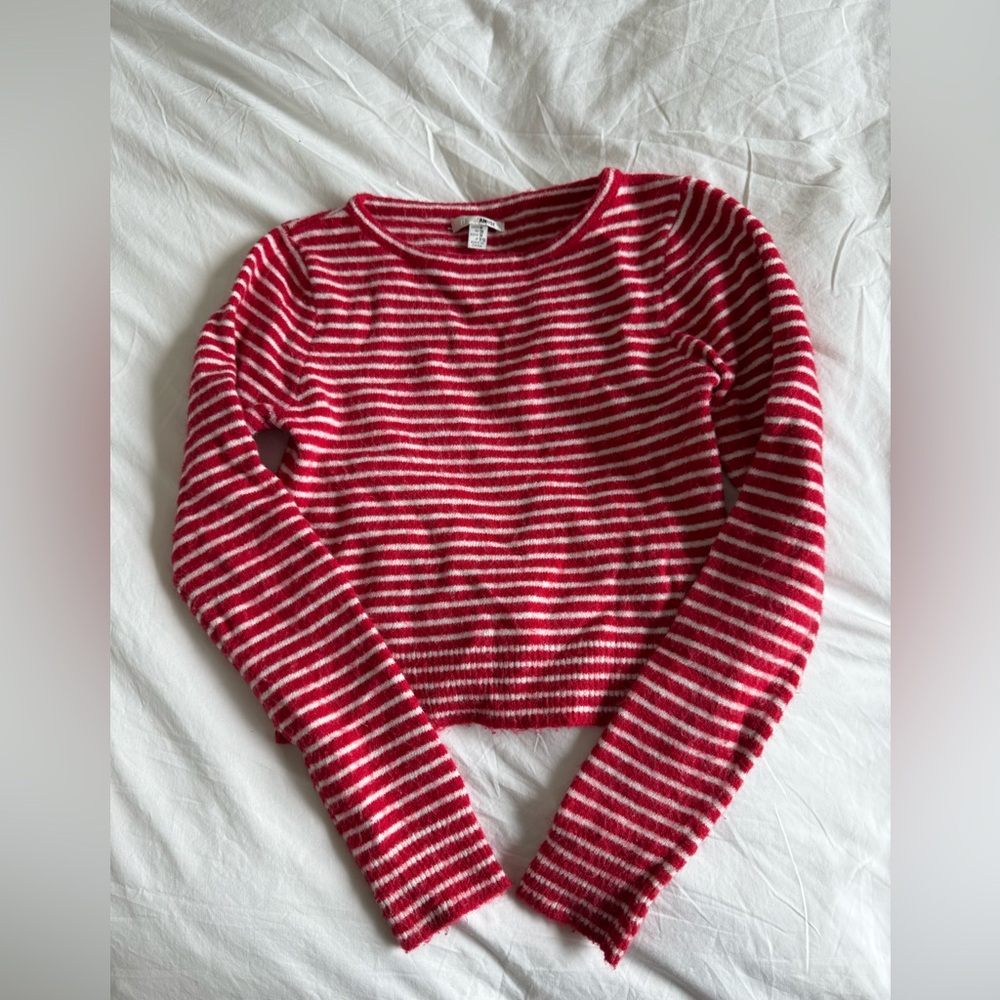 Society Amuse Red and White Striped Knit